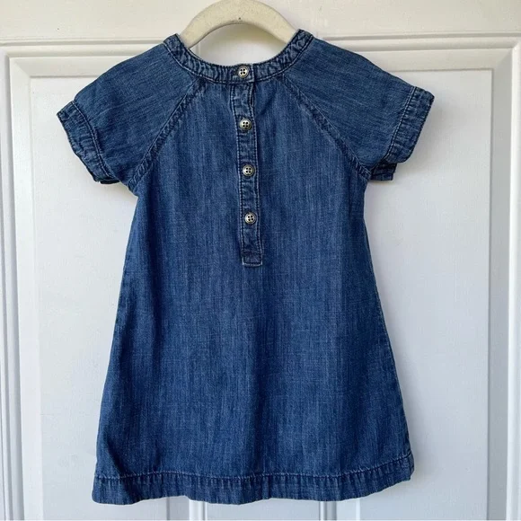 •Next UK• 100% Cotton Denim Girls Dress - Size 2T (92cm) - Picture 6 of 8